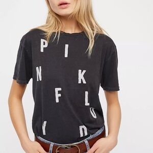 Free People Retro Brand Pink Floyd Band Tee T-Shirt Aged Black Size Medium M